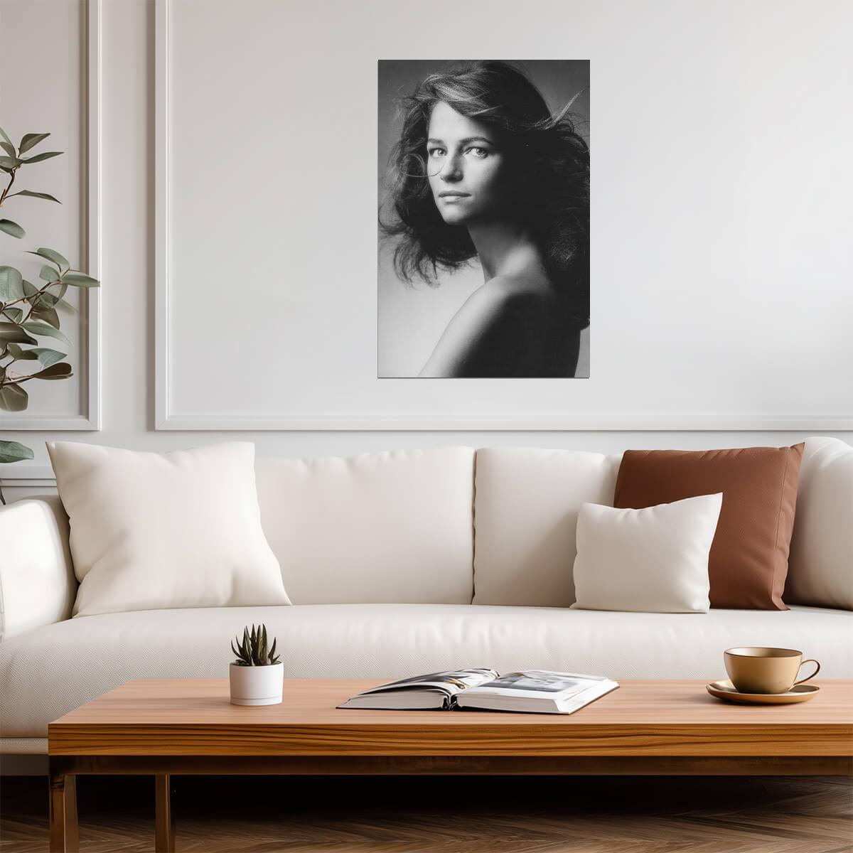 Charlotte Rampling Black and White Portrait Poster | Actress Photo Print - Celebrities Poster
