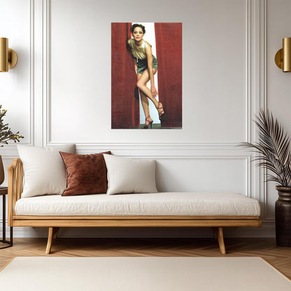 Marion Cotillard in Green Dress Poster | Red Background Wall Art Print - Celebrities Poster