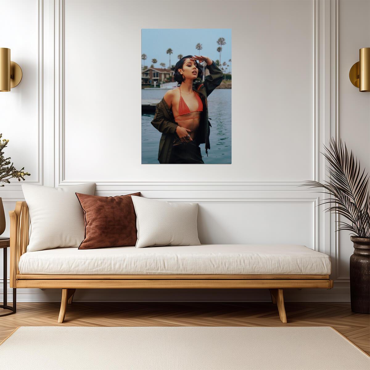 Alexa Demie in Red Swimsuit and Dark Jacket Poster | Sexy Actress Print - Celebrities Poster