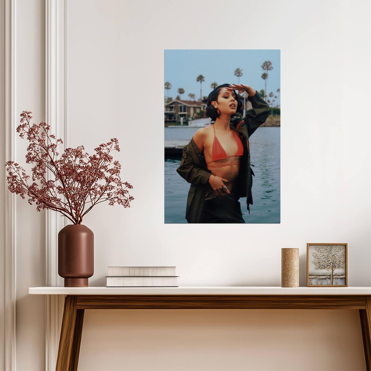 Alexa Demie in Red Swimsuit and Dark Jacket Poster | Sexy Actress Print - Celebrities Poster
