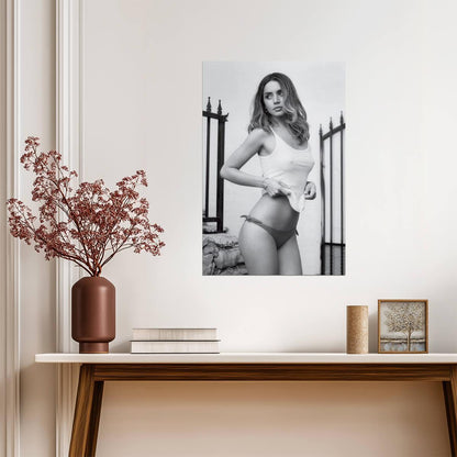 Ana De Armas in White Swimsuit Poster | Black and White Wall Art Print - Celebrities Poster