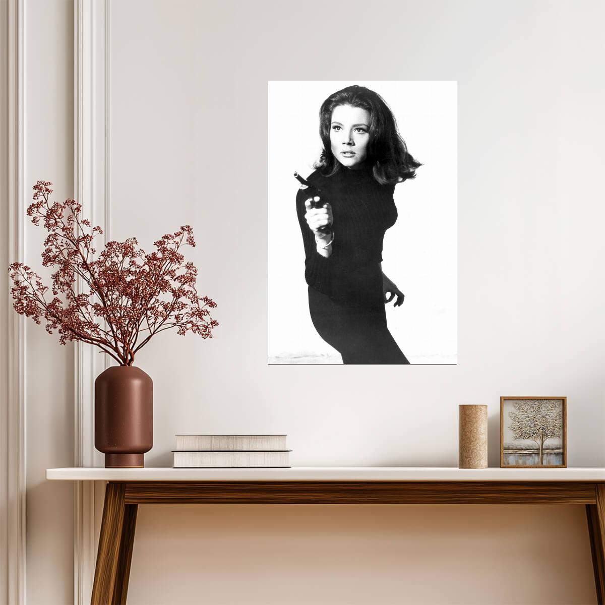 Diana Rigg Black and White Poster | Actress Wall Art Print - Celebrities Poster