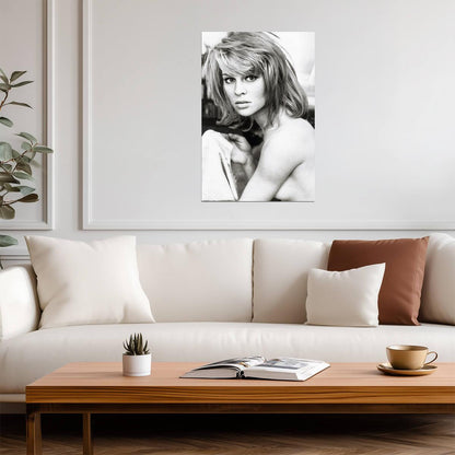 Julie Christie Nude Portrait Poster | Black and White Wall Art Print - Celebrities Poster