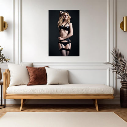 Lea Seydoux in Black Leather Lingerie Poster | Sexy Actress Wall Art Print - Celebrities Poster