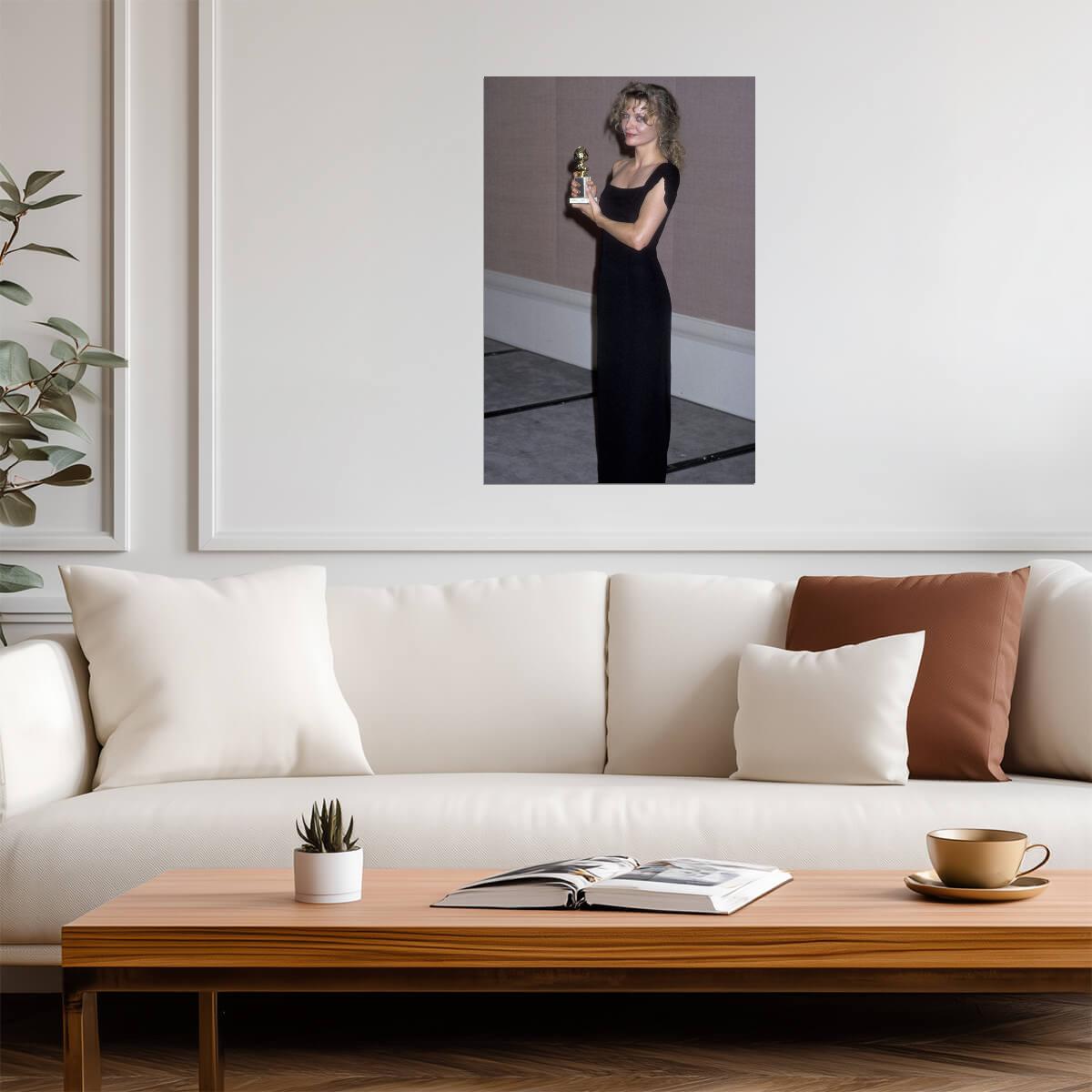 Michelle Pfeiffer in Black Dress Poster | Holding Award Wall Art Print - Celebrities Poster