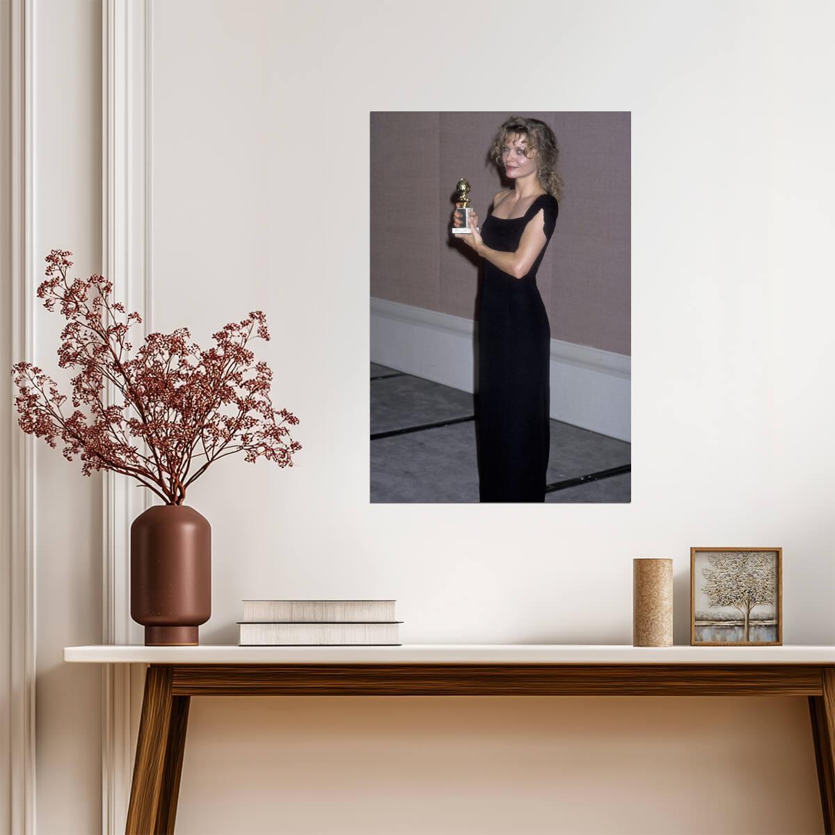 Michelle Pfeiffer in Black Dress Poster | Holding Award Wall Art Print - Celebrities Poster
