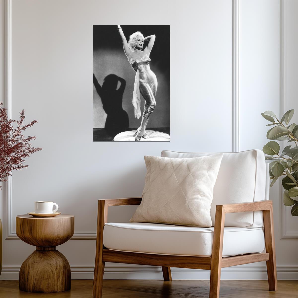 Mamie Van Doren Elegant Pose Poster | Black and White 1950s Wall Art Print - Celebrities Poster