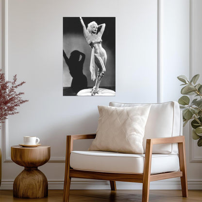 Mamie Van Doren Elegant Pose Poster | Black and White 1950s Wall Art Print - Celebrities Poster