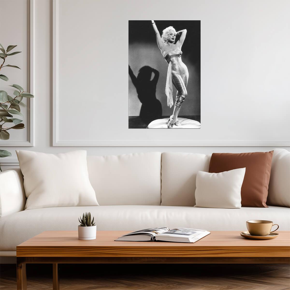Mamie Van Doren Elegant Pose Poster | Black and White 1950s Wall Art Print - Celebrities Poster
