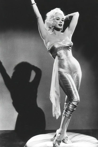 Mamie Van Doren Elegant Pose Poster | Black and White 1950s Wall Art Print - Celebrities Poster