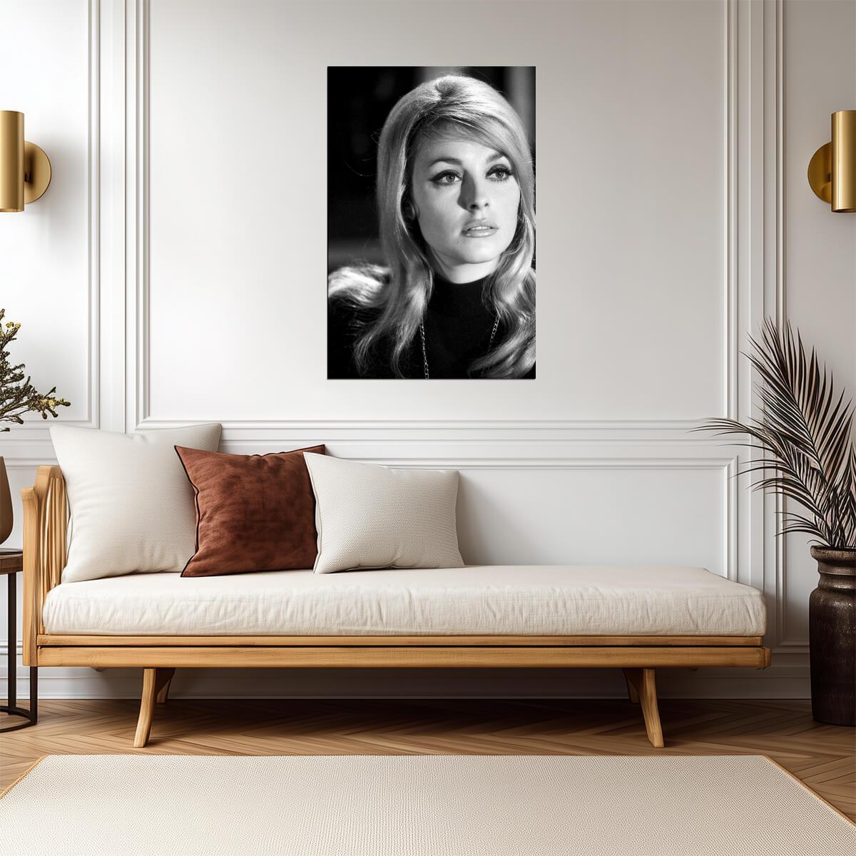 Sharon Tate Black and White Portrait Poster | Actress Wall Art Print - Celebrities Poster