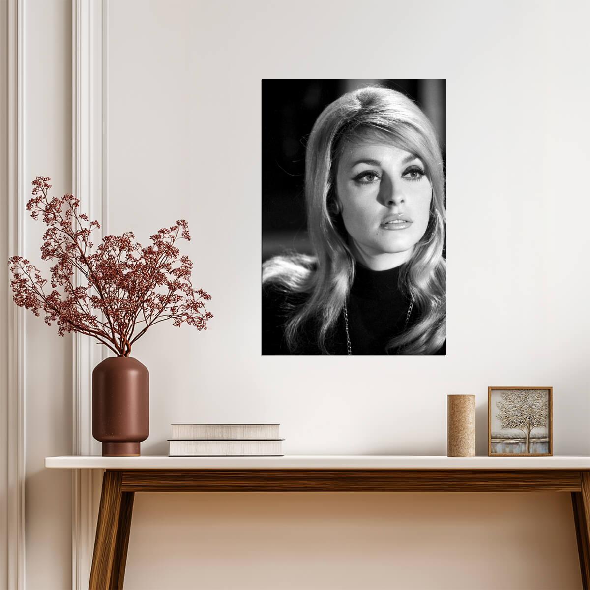 Sharon Tate Black and White Portrait Poster | Actress Wall Art Print - Celebrities Poster