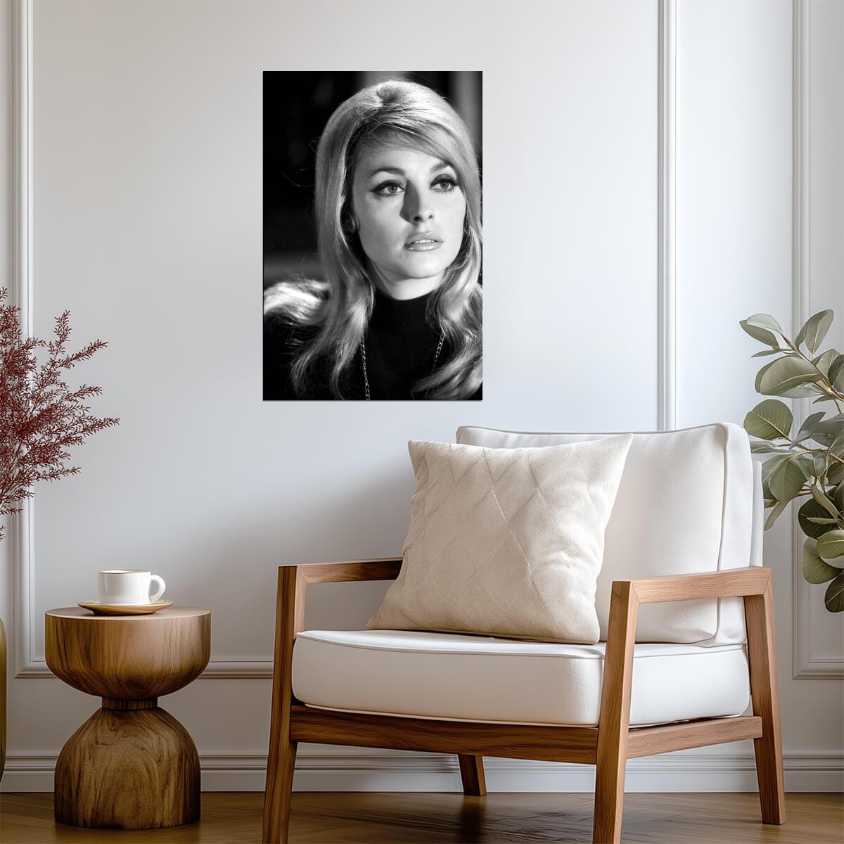Sharon Tate Black and White Portrait Poster | Actress Wall Art Print - Celebrities Poster