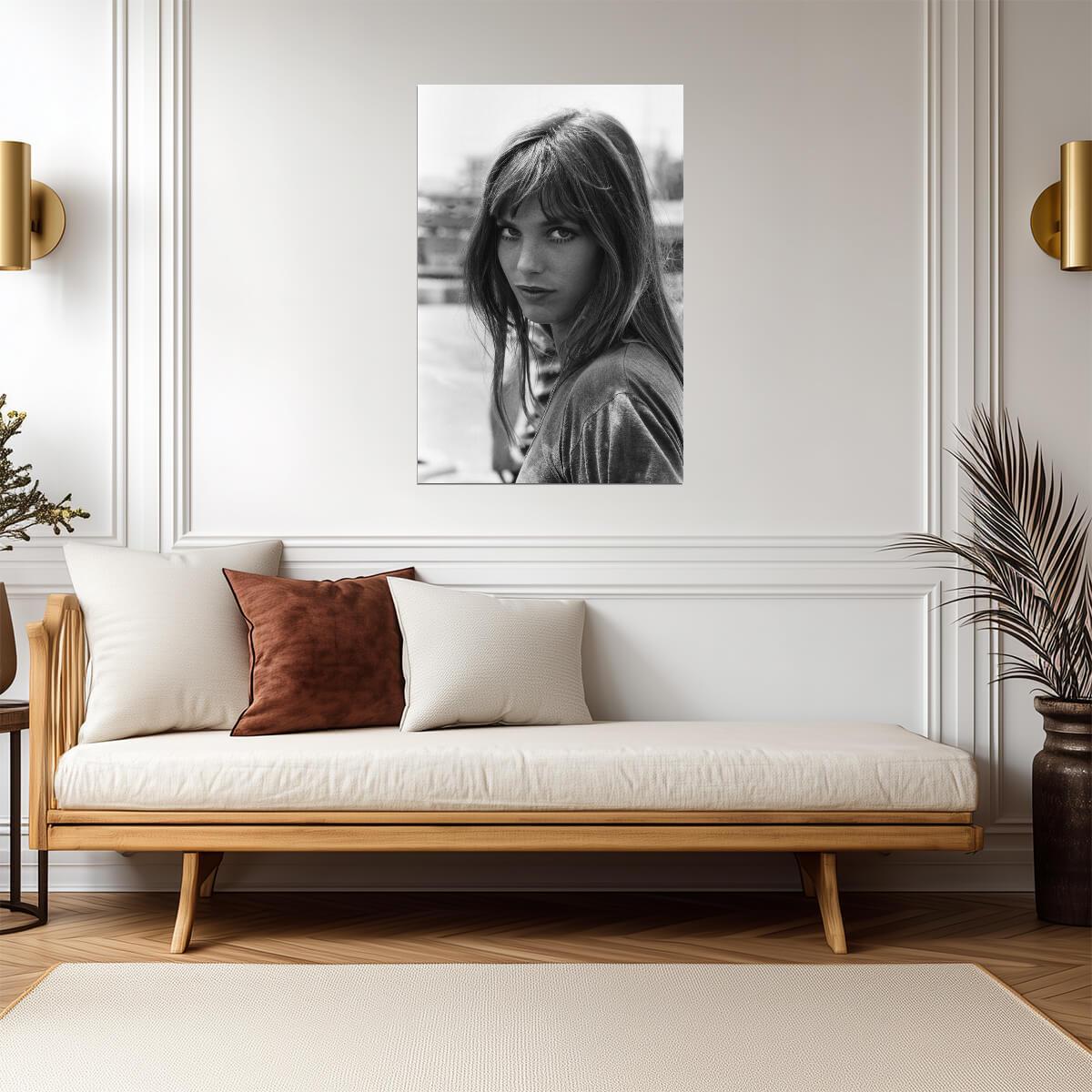 Jane Birkin Black and White Portrait Poster | Actress Wall Art Print - Celebrities Poster