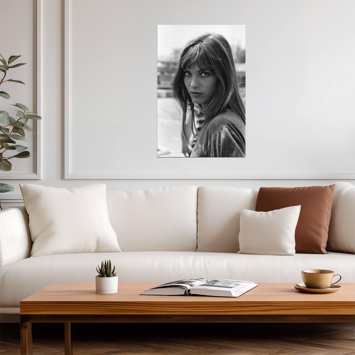 Jane Birkin Black and White Portrait Poster | Actress Wall Art Print - Celebrities Poster