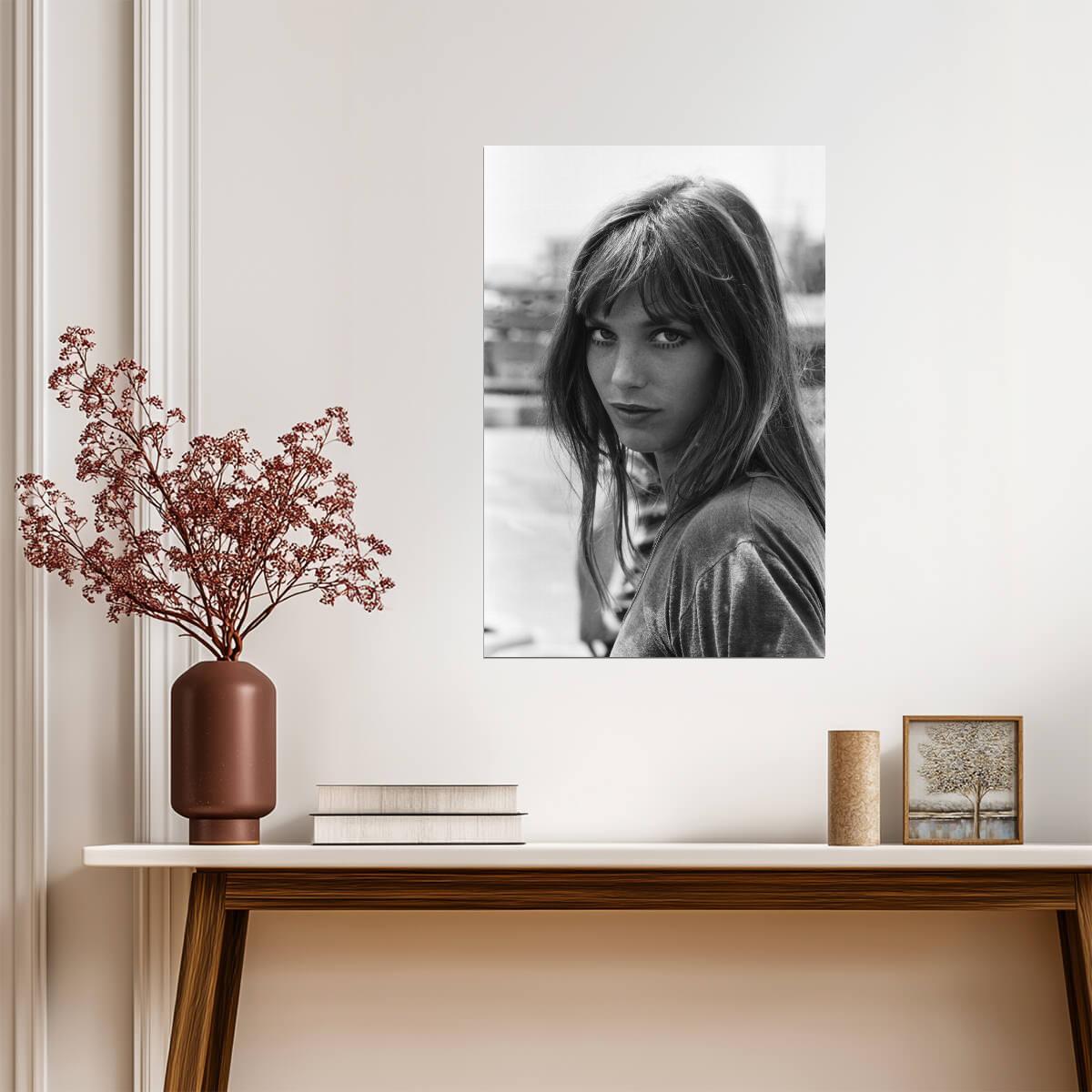 Jane Birkin Black and White Portrait Poster | Actress Wall Art Print - Celebrities Poster