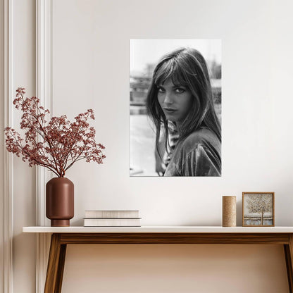 Jane Birkin Black and White Portrait Poster | Actress Wall Art Print - Celebrities Poster