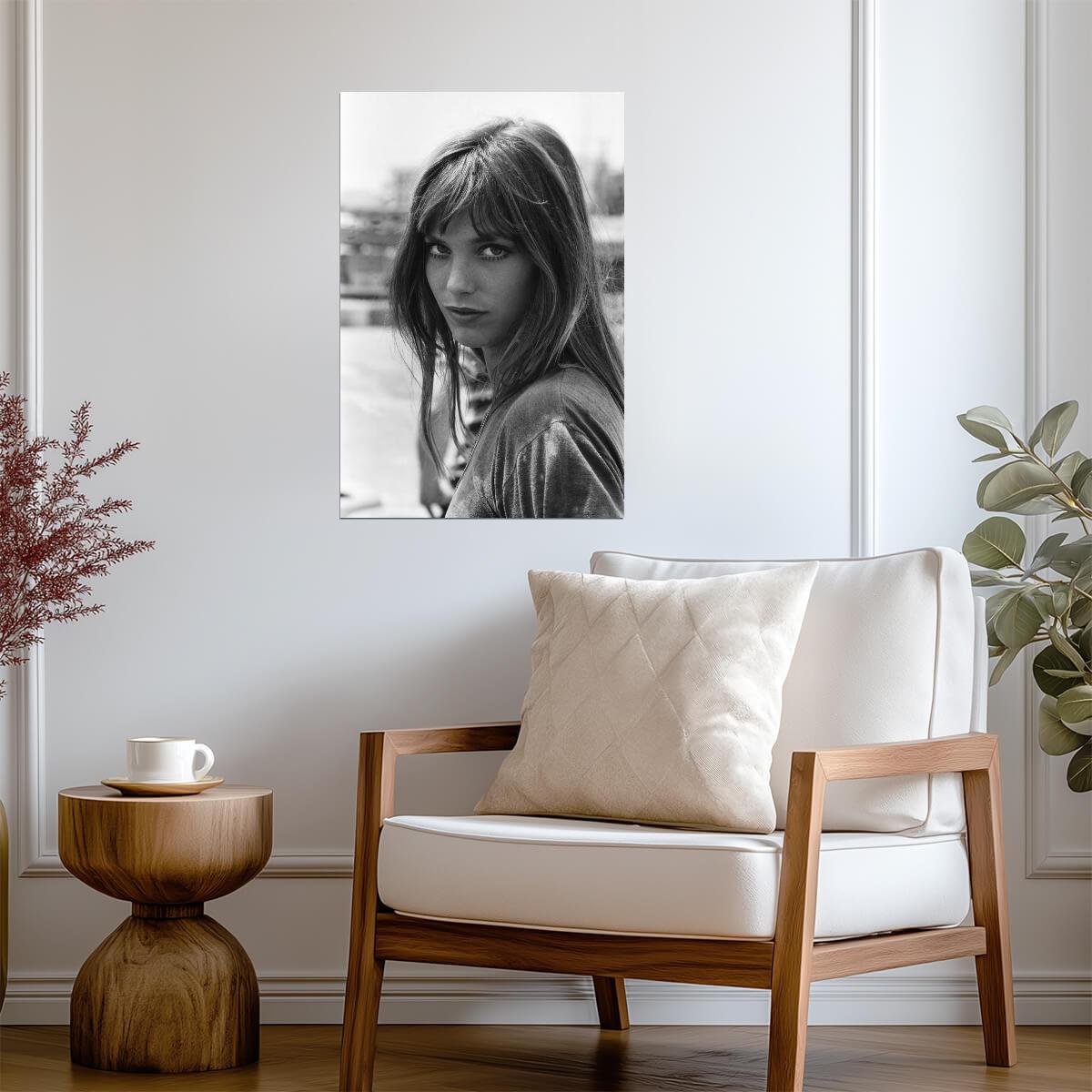 Jane Birkin Black and White Portrait Poster | Actress Wall Art Print - Celebrities Poster