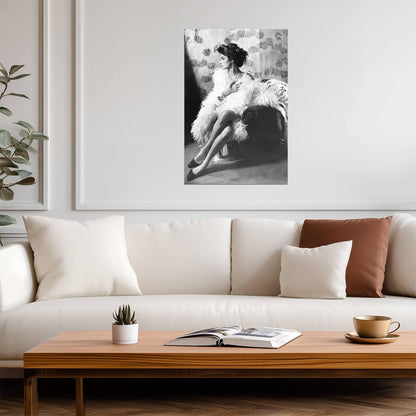 Anouk Aimee Elegant Pose Poster | Black and White Wall Art Print - Celebrities Poster