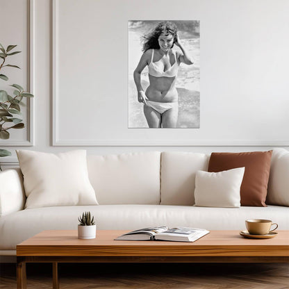 Jacqueline Bisset in Bikini Poster | Black and White Beach Wall Art Print - Celebrities Poster
