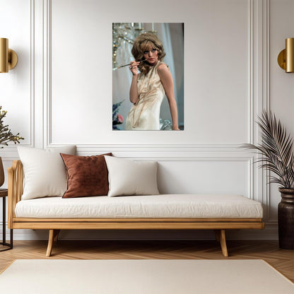 Goldie Hawn in Silk Dress Poster | Smoking Portrait Wall Art Print - Celebrities Poster