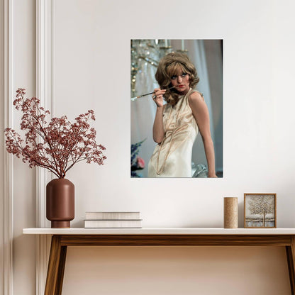 Goldie Hawn in Silk Dress Poster | Smoking Portrait Wall Art Print - Celebrities Poster