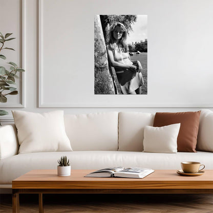 Charlotte Rampling Tree Portrait Poster | Black and White Wall Art Print - Celebrities Poster