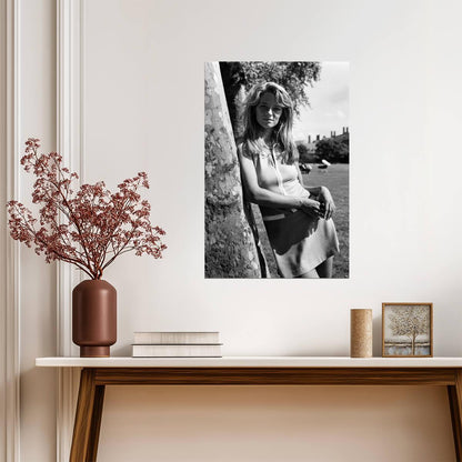 Charlotte Rampling Tree Portrait Poster | Black and White Wall Art Print - Celebrities Poster