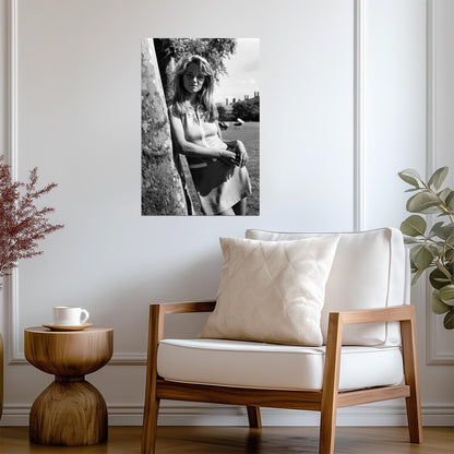 Charlotte Rampling Tree Portrait Poster | Black and White Wall Art Print - Celebrities Poster