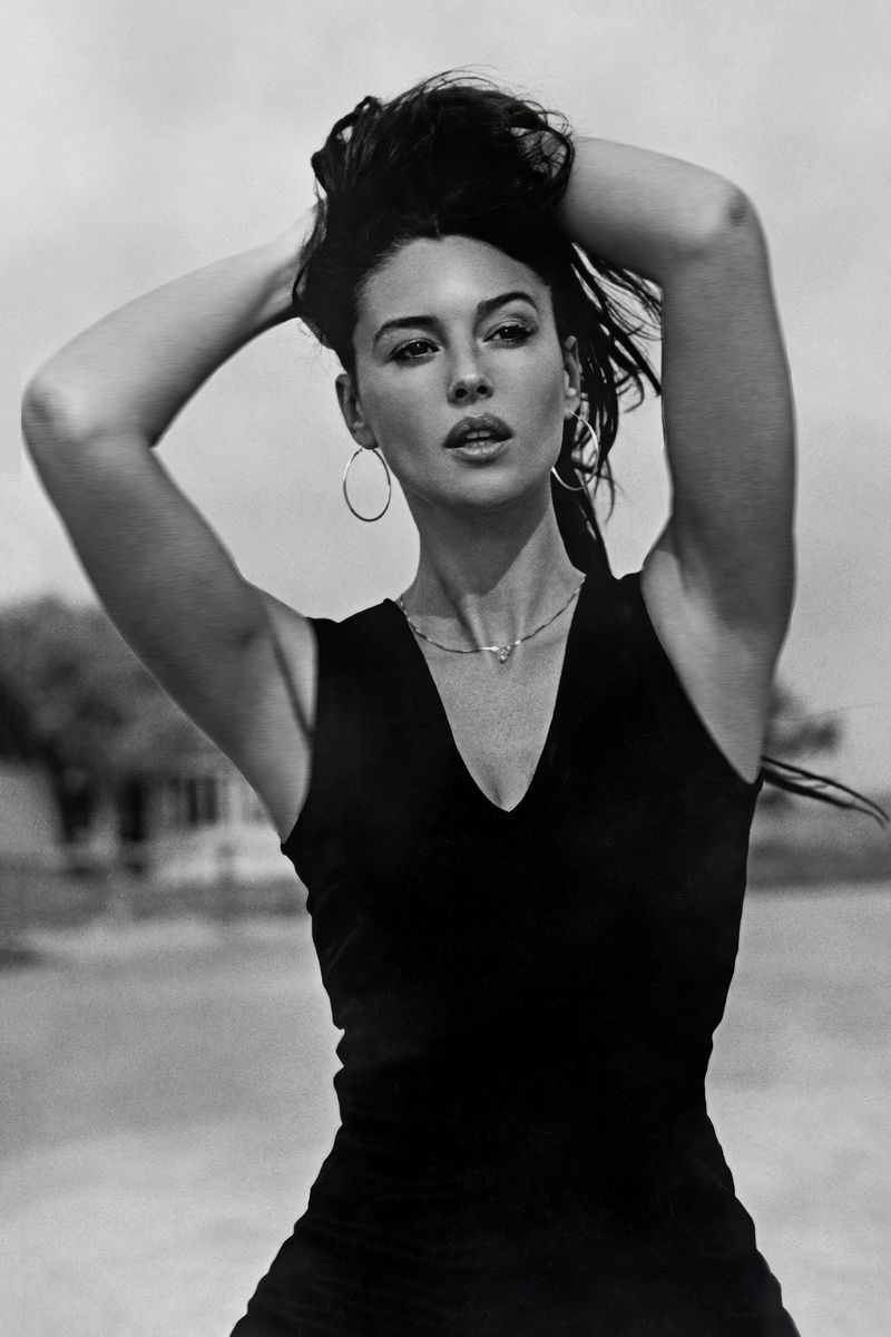 Monica Bellucci in Black Dress Poster | Black and White Portrait Print - Celebrities Poster