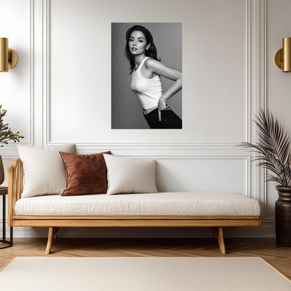 Ana De Armas in White Tank and Jeans Poster | Black and White Wall Art Print - Celebrities Poster