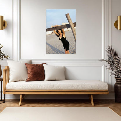 Monica Bellucci in Black Dress Poster | Beach Wall Art Print - Celebrities Poster