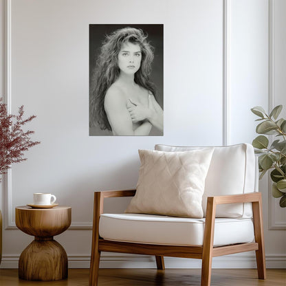 Brooke Shields Nude Portrait Poster | Black and White Wall Art Print - Celebrities Poster