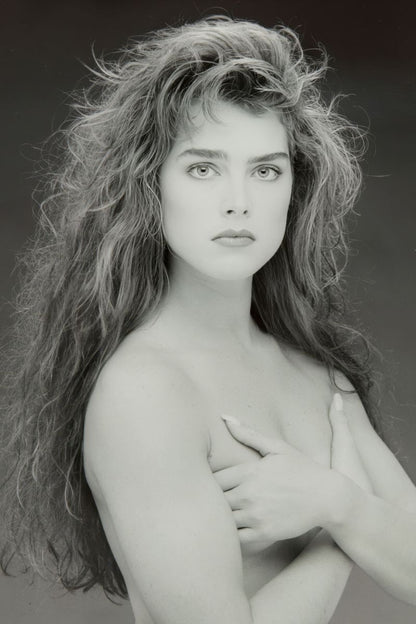 Brooke Shields Nude Portrait Poster | Black and White Wall Art Print - Celebrities Poster