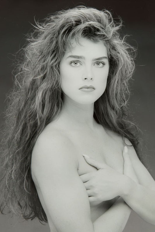 Brooke Shields Nude Portrait Poster | Black and White Wall Art Print - Celebrities Poster