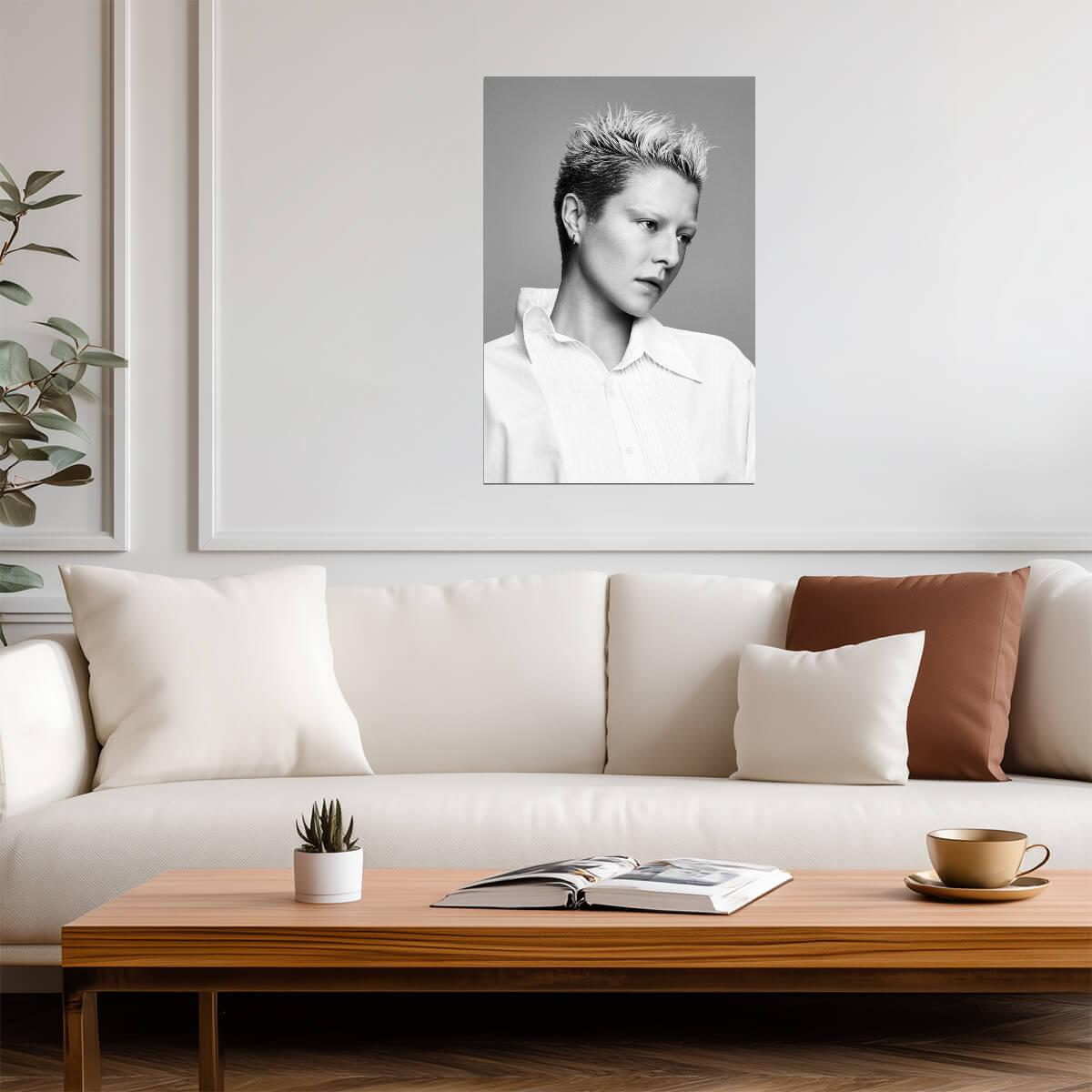 Emma D Arcy in White Shirt Poster | Black and White Portrait Wall Art Print - Celebrities Poster