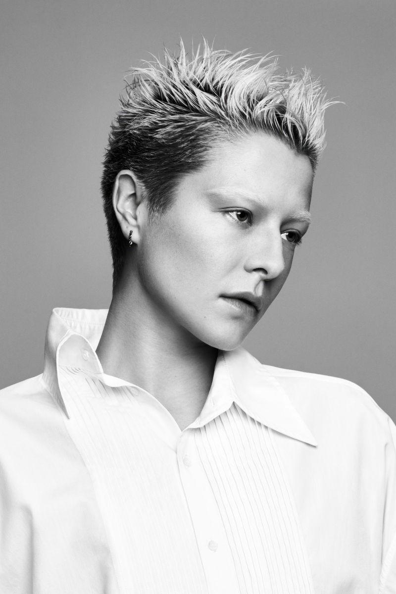 Emma D Arcy in White Shirt Poster | Black and White Portrait Wall Art Print - Celebrities Poster