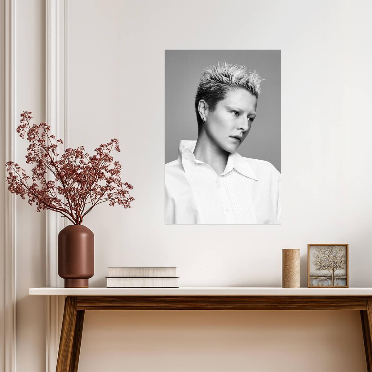 Emma D Arcy in White Shirt Poster | Black and White Portrait Wall Art Print - Celebrities Poster