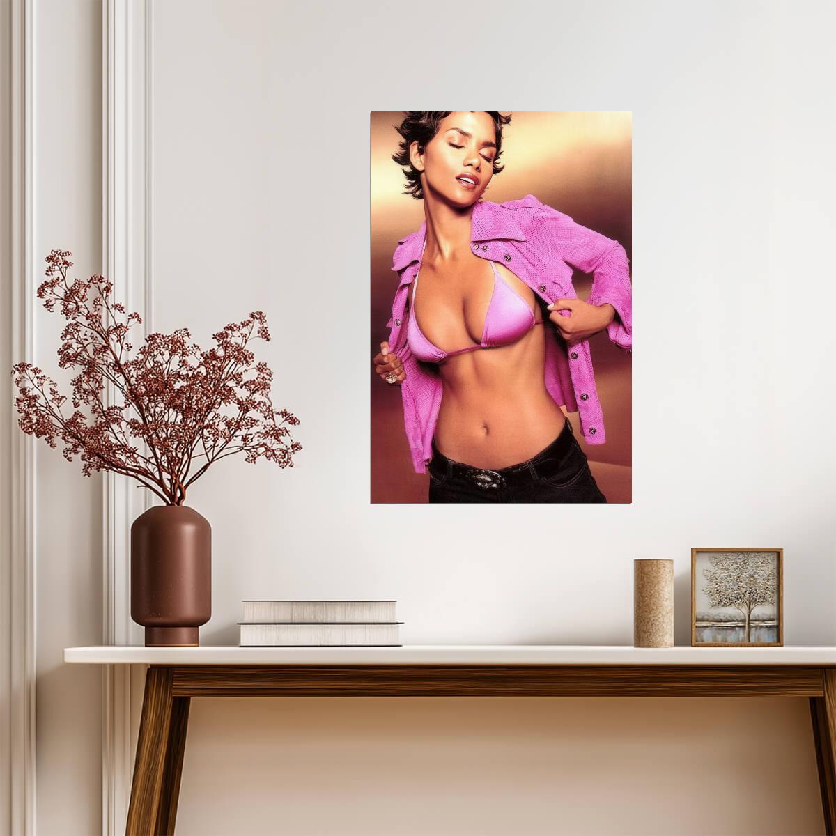 Halle Berry in Pink Bikini Poster | Sexy Actress Wall Art Print - Celebrities Poster