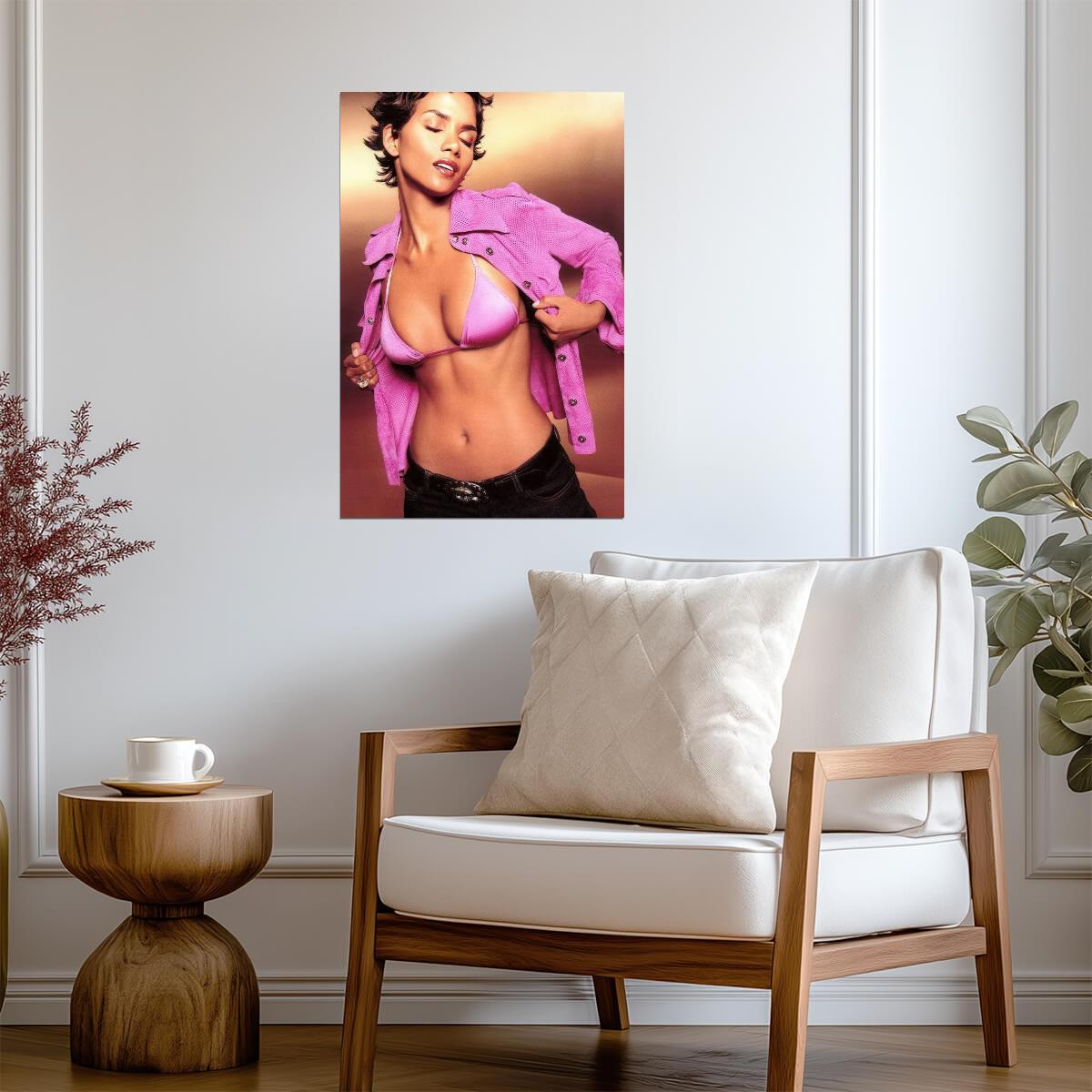 Halle Berry in Pink Bikini Poster | Sexy Actress Wall Art Print - Celebrities Poster