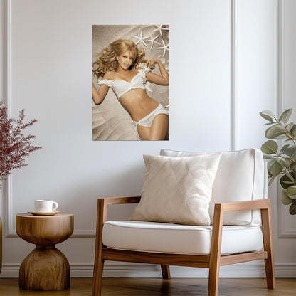 Jessica Alba in White Bikini Poster | Sexy Actress Wall Art Print - Celebrities Poster