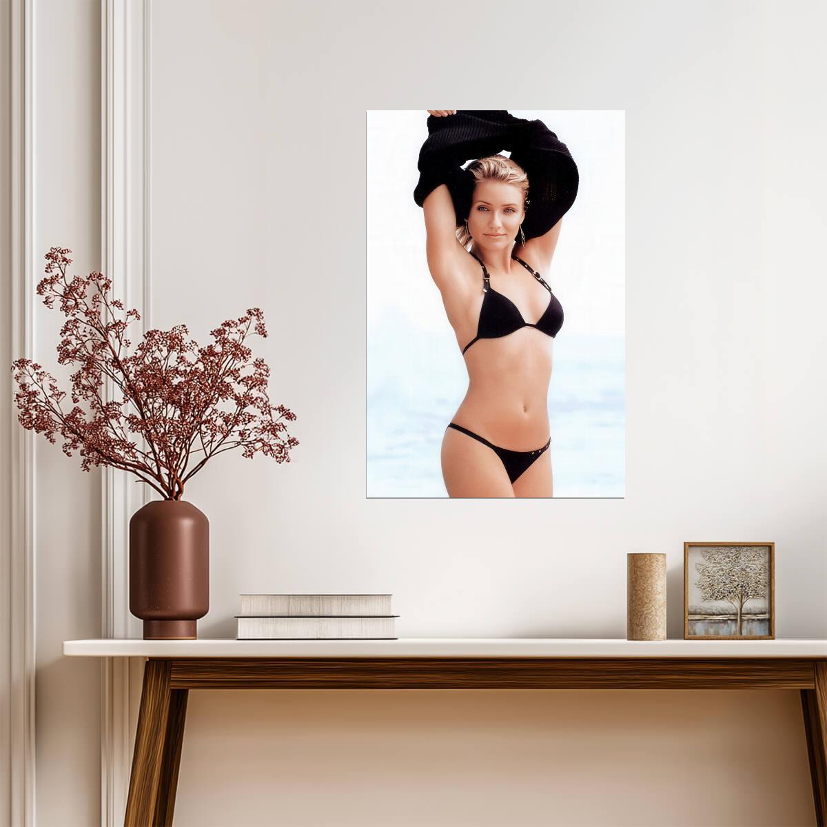 Cameron Diaz in Black Bikini Poster | Sexy Actress Wall Art Print - Celebrities Poster