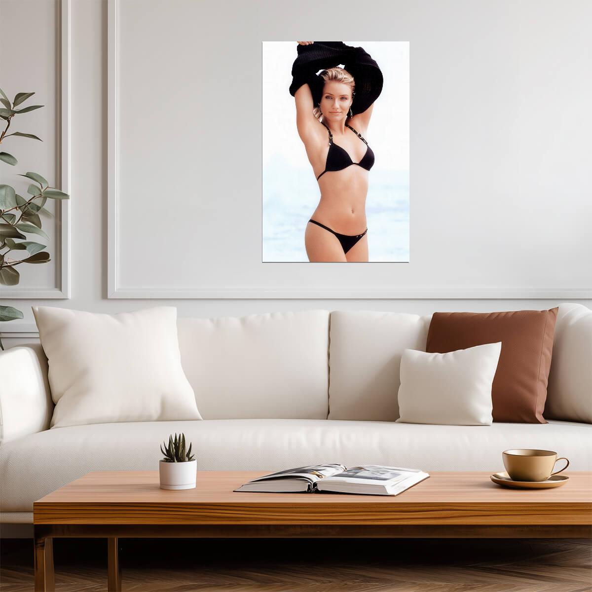 Cameron Diaz in Black Bikini Poster | Sexy Actress Wall Art Print - Celebrities Poster