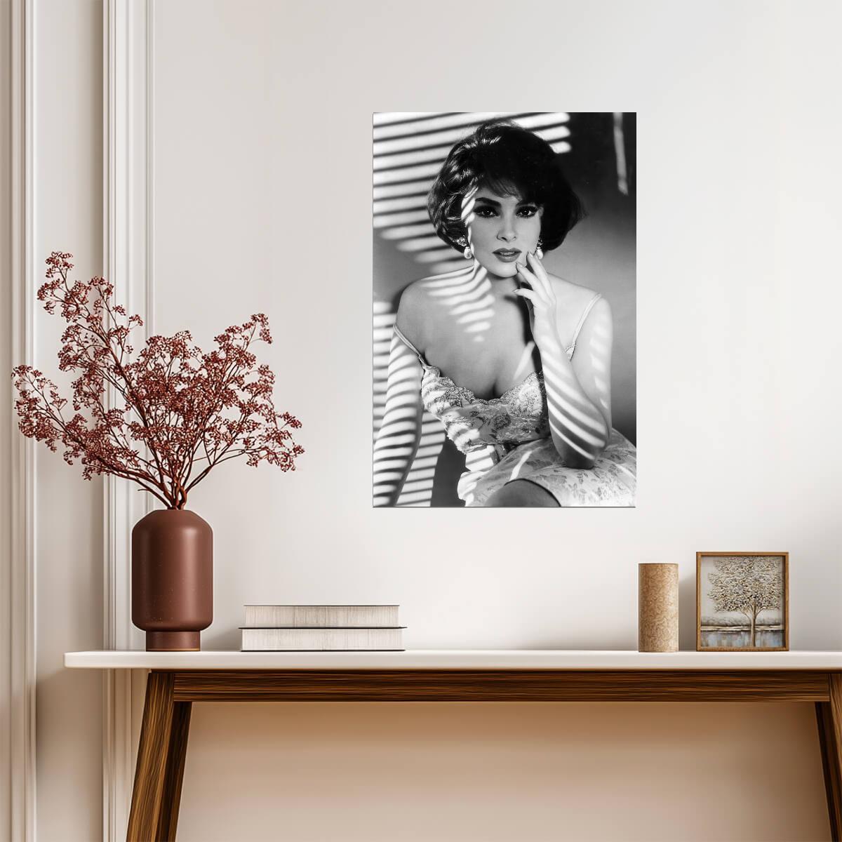 Gina Lollobrigida Black and White Glamour Portrait Poster | Actress Print - Celebrities Poster