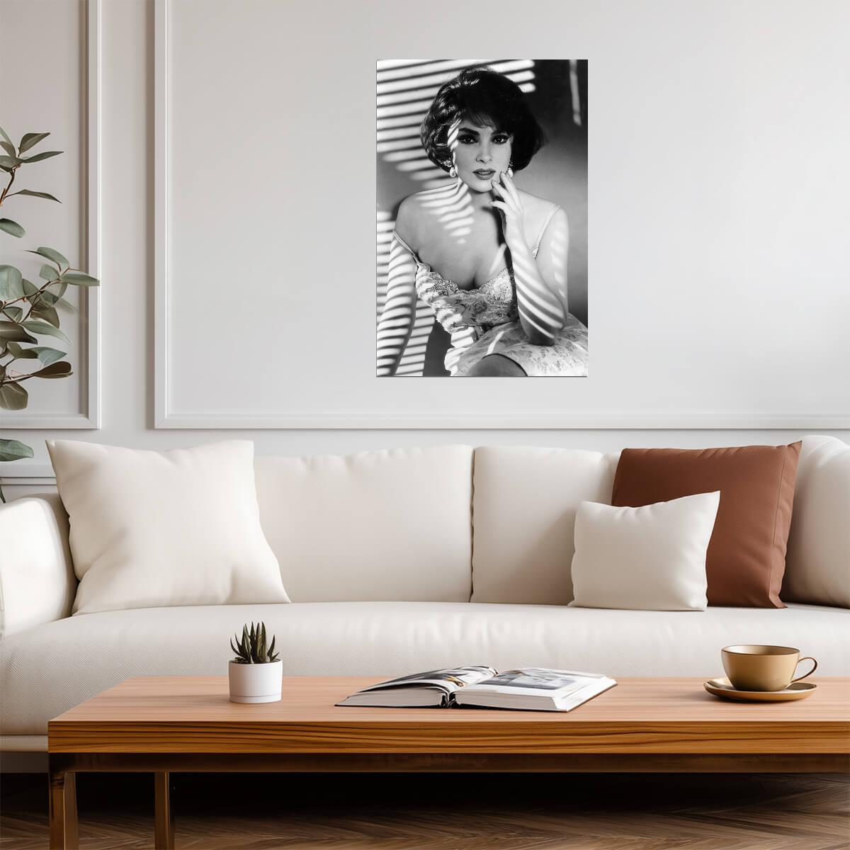 Gina Lollobrigida Black and White Glamour Portrait Poster | Actress Print - Celebrities Poster
