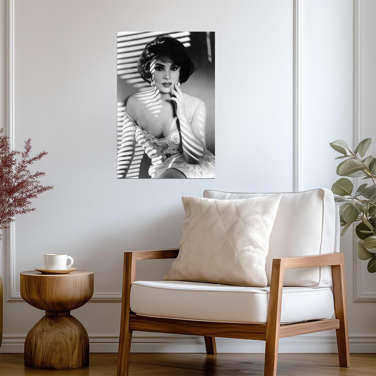 Gina Lollobrigida Black and White Glamour Portrait Poster | Actress Print - Celebrities Poster