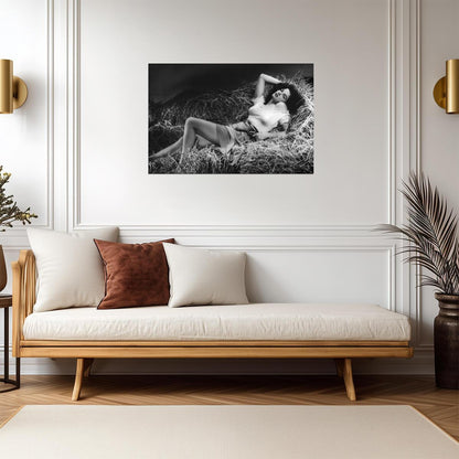 Jane Russell Lying Pose Poster | Black and White Portrait Wall Art Print - Celebrities Poster