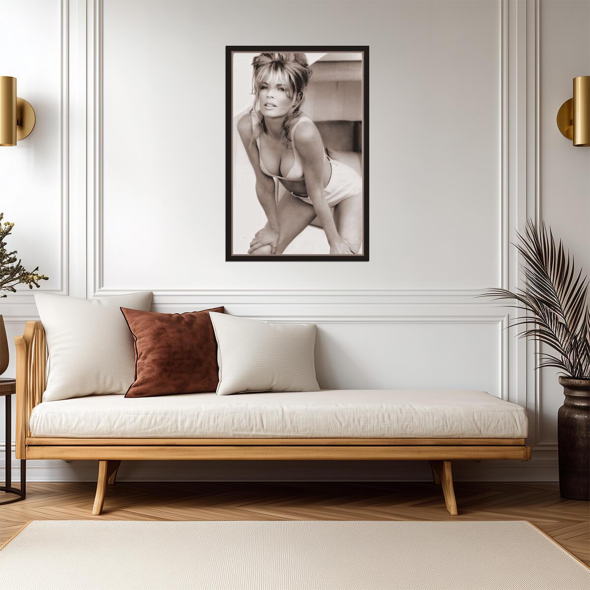 Kim Basinger in Swimsuit Poster | Sepia Portrait Wall Art Print - Celebrities Poster