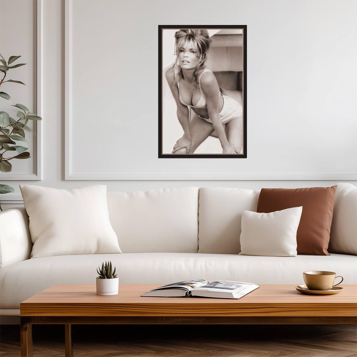 Kim Basinger in Swimsuit Poster | Sepia Portrait Wall Art Print - Celebrities Poster