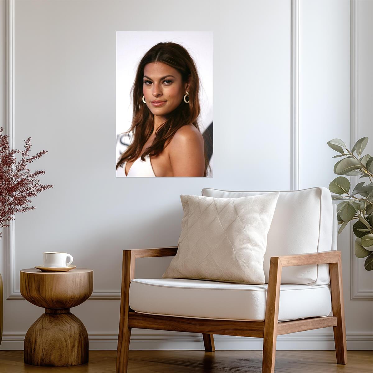 Eva Mendes in White Outfit Poster | Actress Wall Art Print - Celebrities Poster